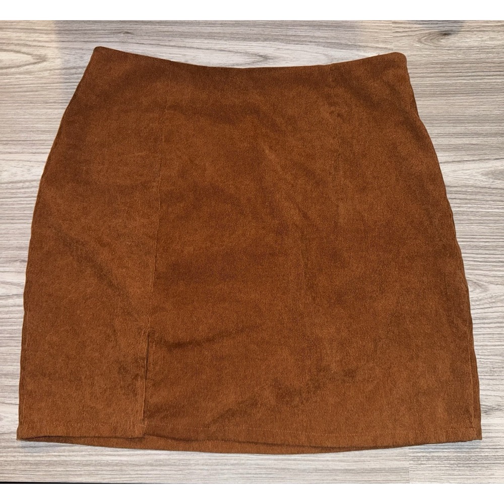 Shein Womens‎ Mini Corduroy Skirt - Brown - Size UXL - Slit On The Side!